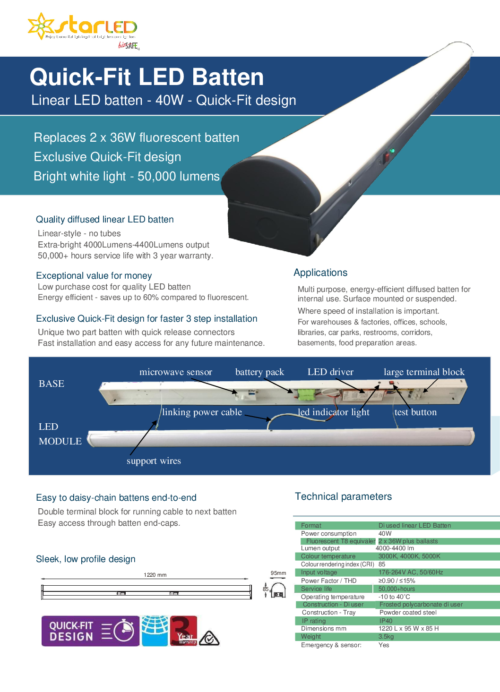 LED 40W Linear Batten Light