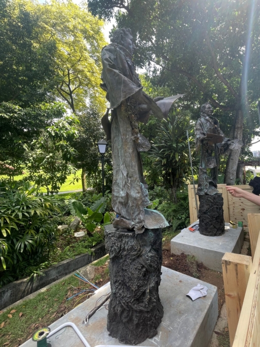 Sir Stamford Raffles and Nathaniel Wallich Sculptures Fort Canning Park